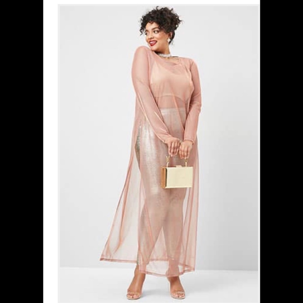Forever 21 + Metallic Rose colored knit dress
